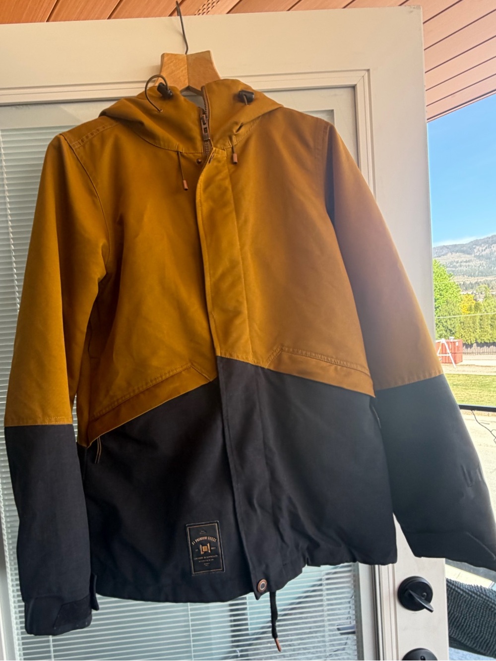 Women's Two-Tone Mustard + Charcoal Ski/ Snowboard Jacket with Hood